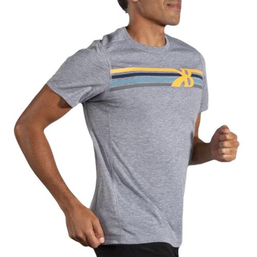 Brooks Distance S/S 3.0 Men's Htr Ash/BR Multi Stripe