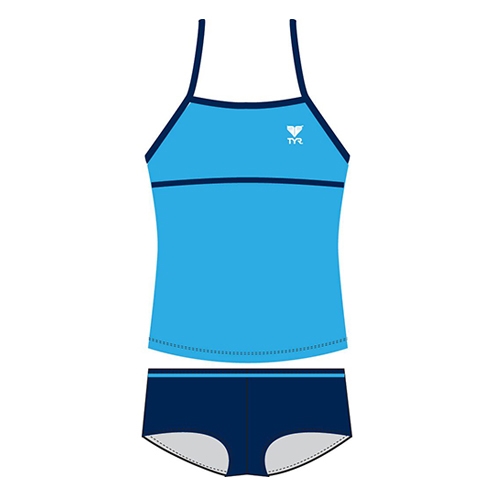 TYR Girls Tankini Yoke Front Youth Navy/Turquoise